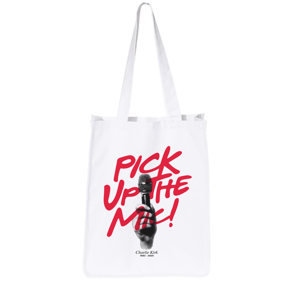 PICK UP THE MIC TOTE BAG - Official TPUSA Merch