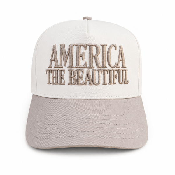 AMERICA THE BEAUTIFUL TRUCKER HAT | TAN/BEIGE - Official TPUSA Merch
