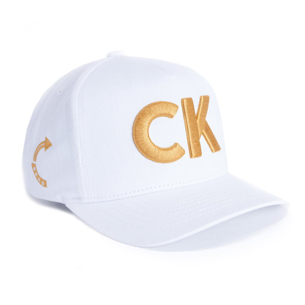 CK GOLD PUFF EMBROIDERED WHITE HAT - Official TPUSA Merch