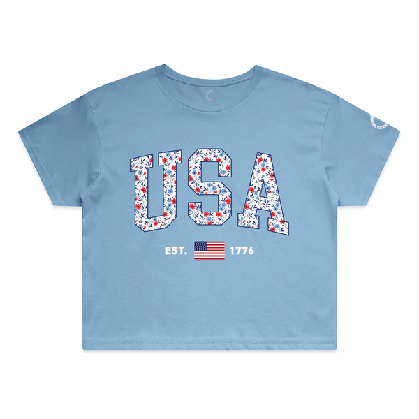 FLORAL USA WOMEN’S CROP TEE - Official TPUSA Merch