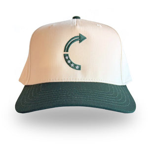 LOGO TRUCKER HAT NAT/DK GREEN - Official TPUSA Merch