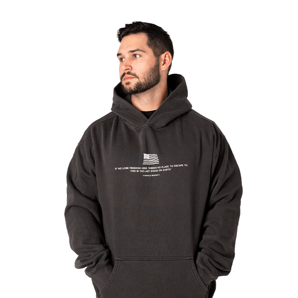 Ronald Reagan Pullover Hoodie | Faded Black - Official TPUSA Merch