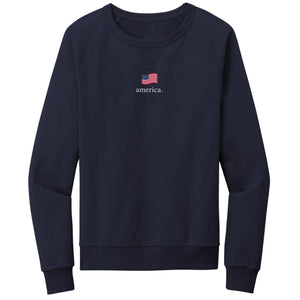 America Flag Embroidered Crewneck | Navy - Official TPUSA Merch