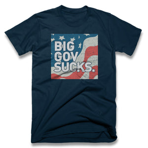 Big Gov Sucks Stars & Stripes T-Shirt | Navy - Official TPUSA Merch