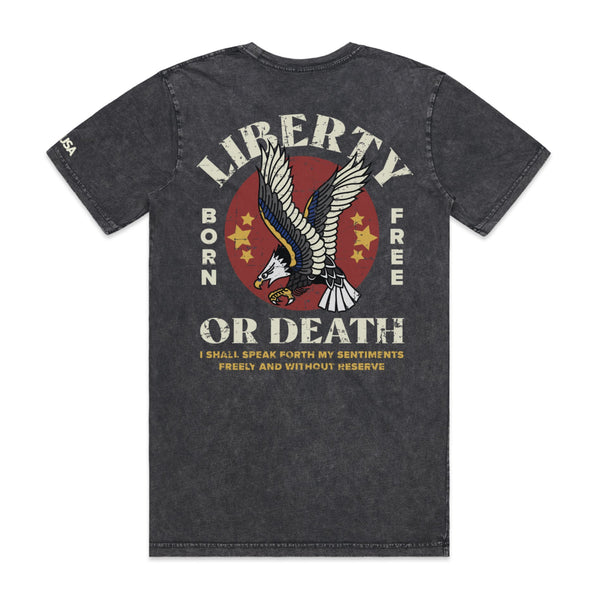Born Free Liberty Or Death | Stone Wash Tee **Limited Edition** - Official TPUSA Merch