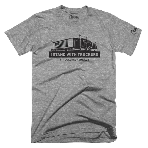 I Stand with Truckers Tee | Grey - Official TPUSA Merch
