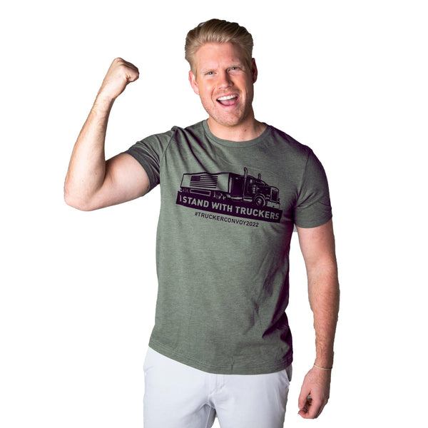 I Stand with Truckers Tee | Military Green - Official TPUSA Merch