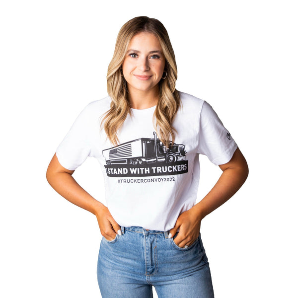 I Stand with Truckers Tee | White - Official TPUSA Merch