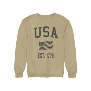 USA Crewneck Sweatshirt | Tan - Official TPUSA Merch