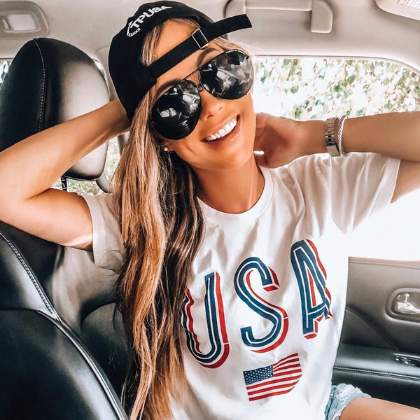 USA Flag T-Shirt | White - Official TPUSA Merch